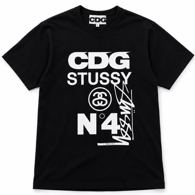 CDG x Stussy T-Shirt Black L