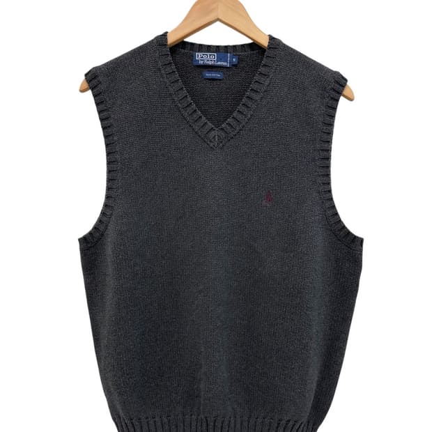 00s 폴로 코튼 니트조끼 웜차콜 (M)