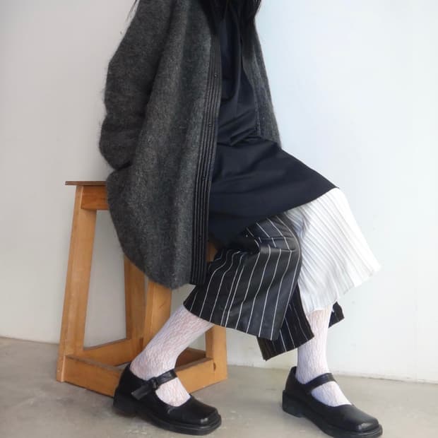 Boucle leather mix jacket / grey