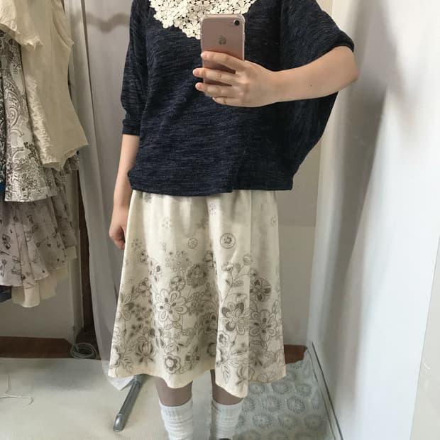 vintage navy over crochet knit top