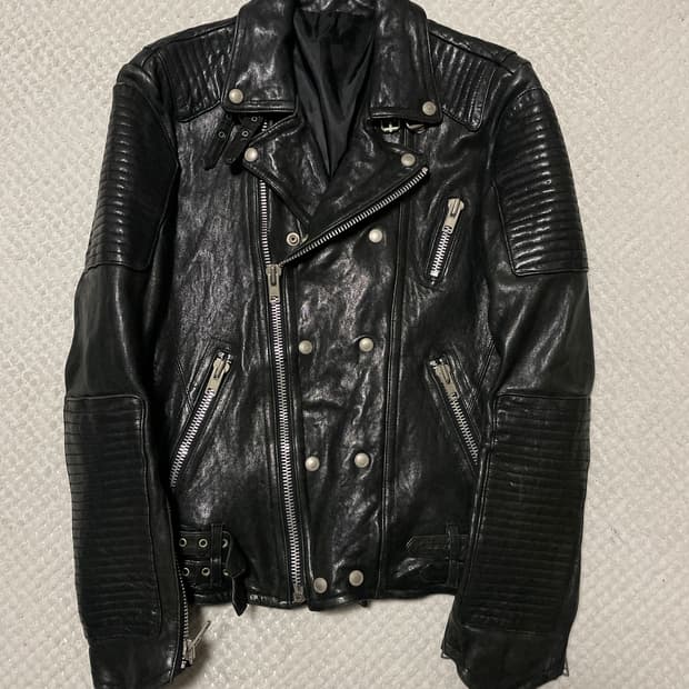 광희시장 웨스턴 무드 램스킨 양가죽 바이커 레더 자켓