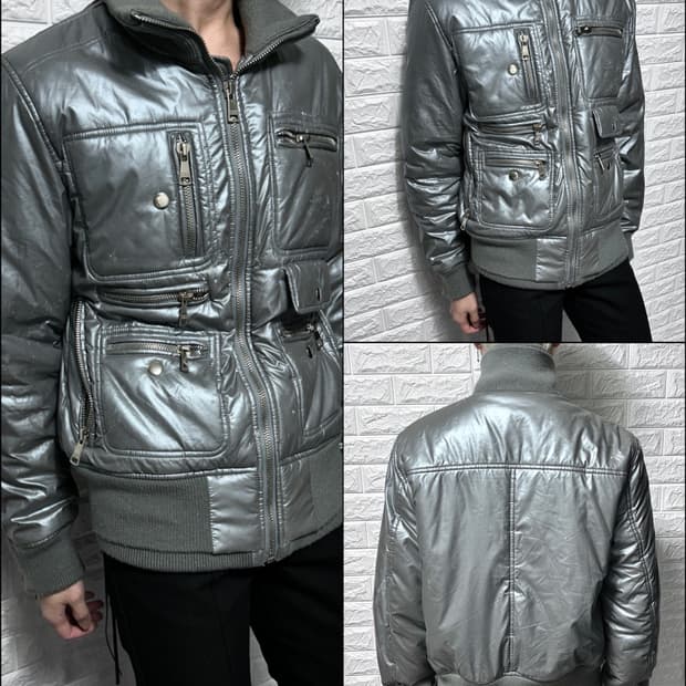 00’s 돌체앤가바나 메탈릭 실버 패디드 자켓