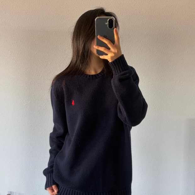 [M]폴로 랄프로렌 라운드넥 코튼 니트 네이비