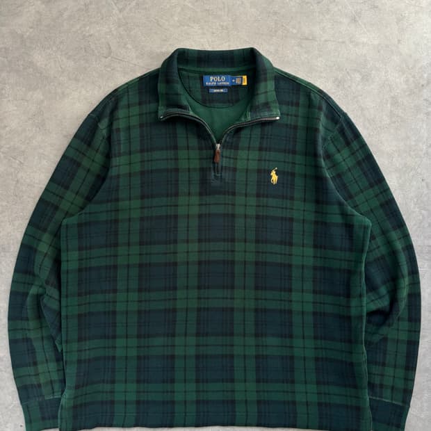 Polo 폴로 랄프로렌 신형라벨 타탄체크 하프집업 니트