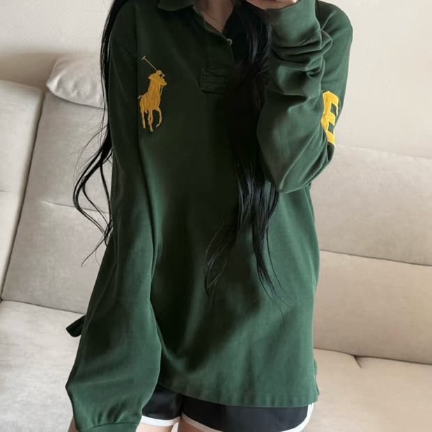 폴로 랄프로렌 빅포니 딥그린 옐로우 긴팔