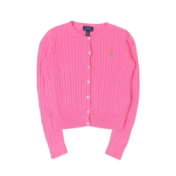 폴로 랄프로렌 걸즈 라이트핑크 케이블 니트 가디건