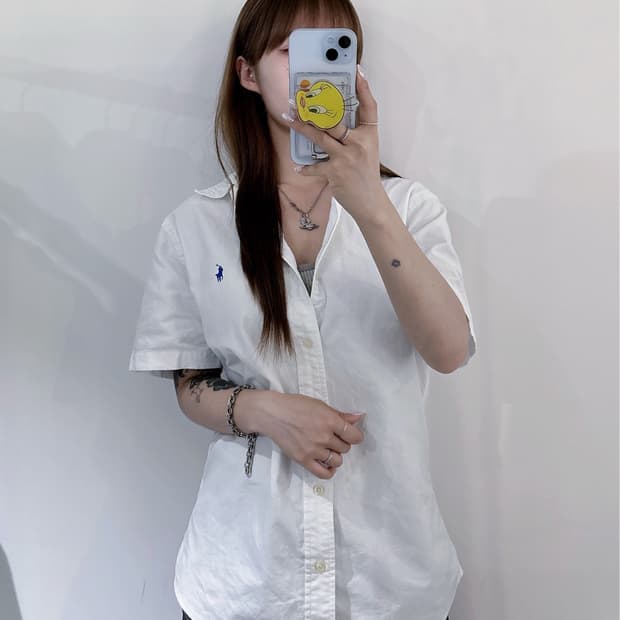 폴로랄프로렌 블루포니 화이트 반팔 셔츠