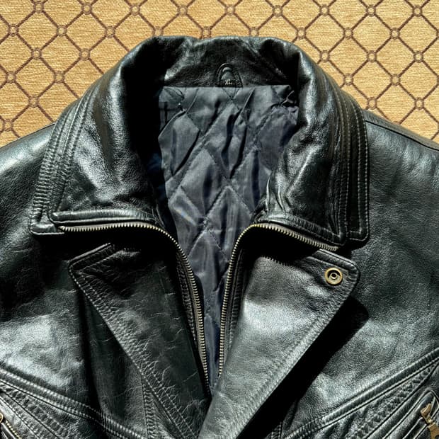 더블카라 숏 레더 자켓