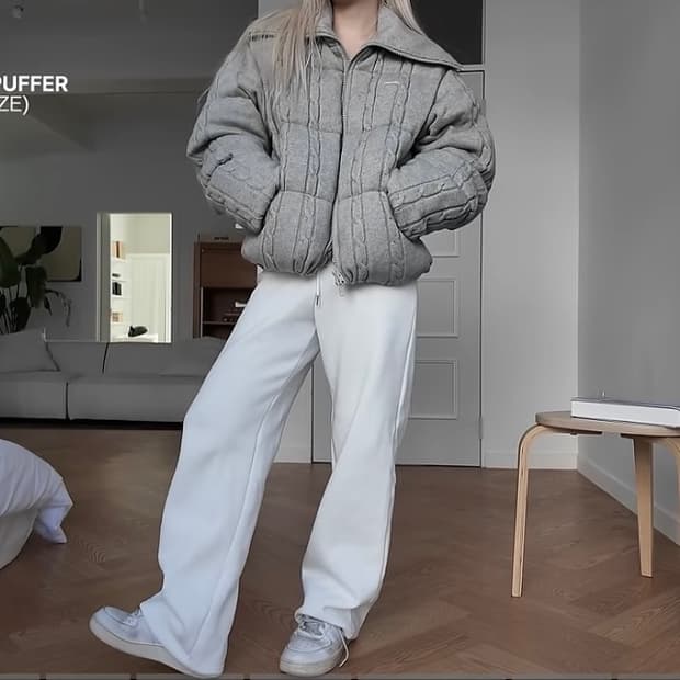 클리시어 츄츄 니트패딩 그레이