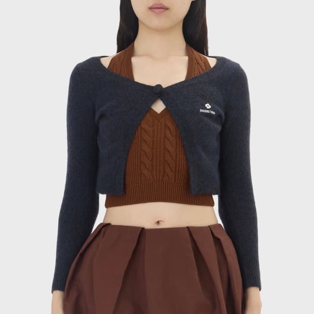 슈슈통 원 버튼 가디건 네이비