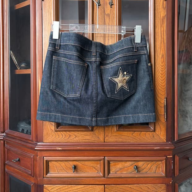 구찌 스타 패치 스트레치 데님 미니 스커트