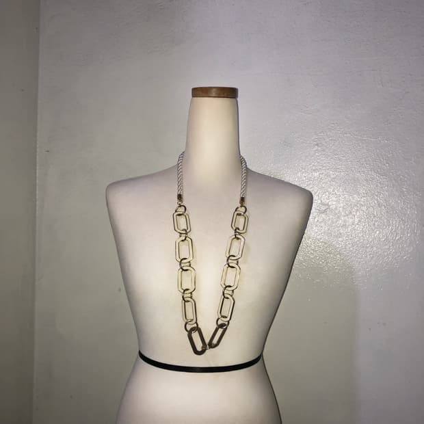 빈티지 아이보리 골드 체인 로프 목걸이 갸루 펑크 오리엔탈