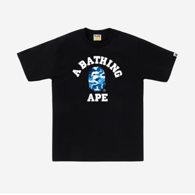 베이프 ABC 카모 컬리지 티셔츠 블랙 블루