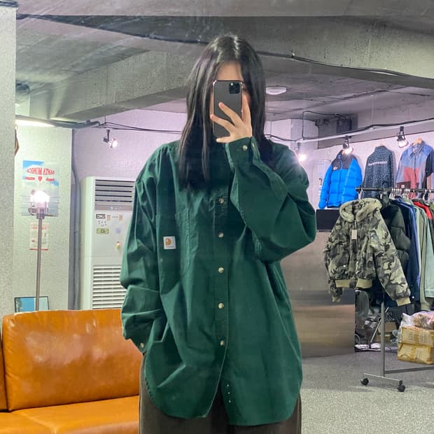 칼하트 패치로고 그린 워크 셔츠 B3644