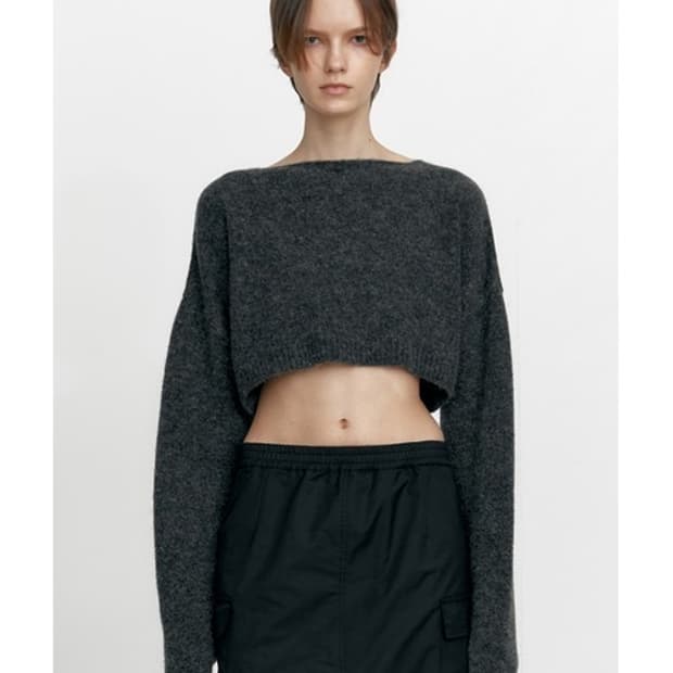 *해외출국으로 판매중단예정* 스튜디오테이블 투웨이 울 크롭니트 차콜