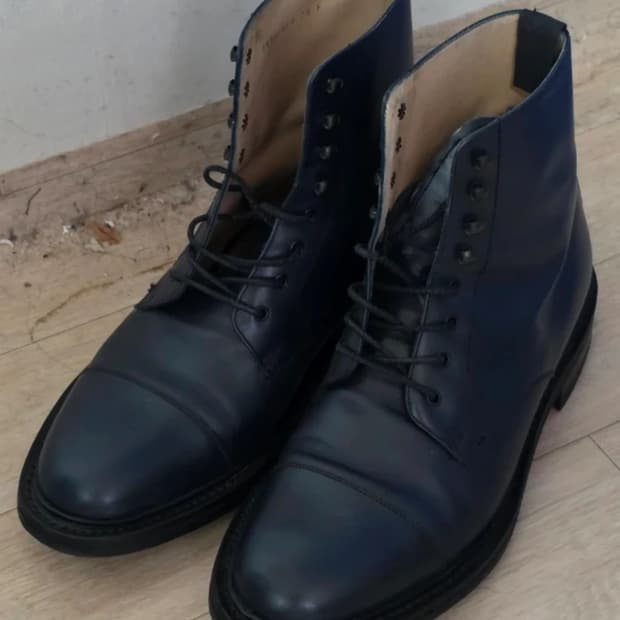 [캡토 디테일] 블랙 다크네이비 레더 소가죽 더비