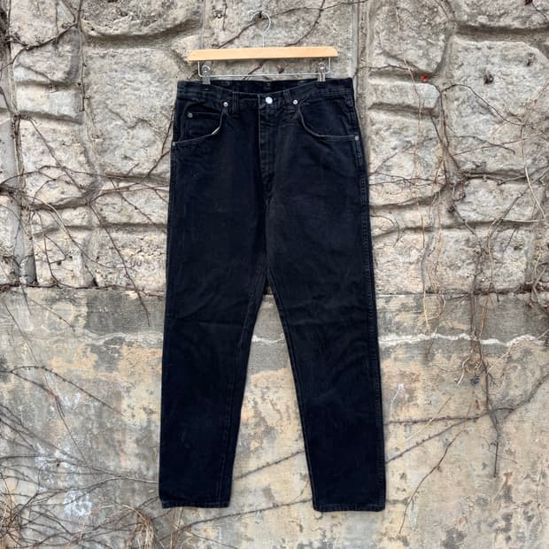 90s 랭글러 빈티지 96501cb 블랙 데님 팬츠 블랙진
