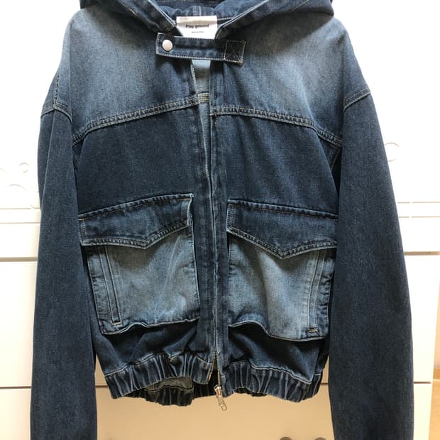 데님 크롭 후드 자켓