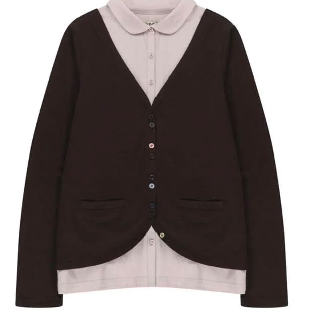 코이세이오 레이어드 셔츠 가디건 브라운