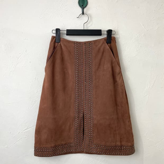 ELIZABETH AND JAMES 스터디드 레더 스커트 