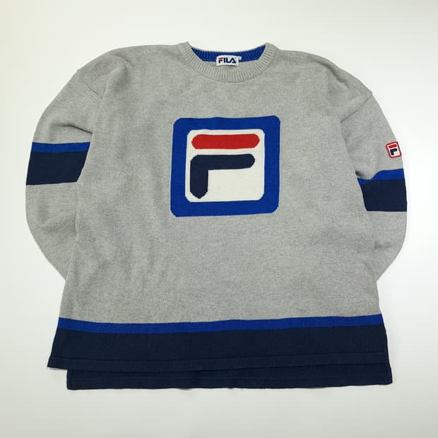CN991 XL FILA 필라 UK 빅로고 헤리티지 니트 스웨터