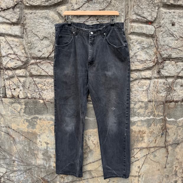 90~00s 랭글러 빈티지 97601cb 블랙진 워싱 블랙 데님 팬츠