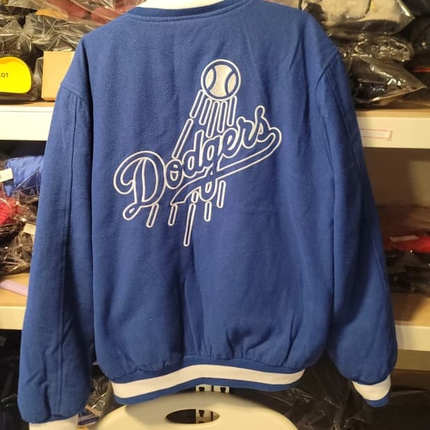 LA 다저스 블루 야구 점퍼 스타디움 마제스틱 바시티 XL 스타장 L