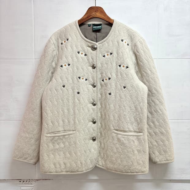 GEIGER 가이거 꽃 자수 퀼팅 울 자켓 40