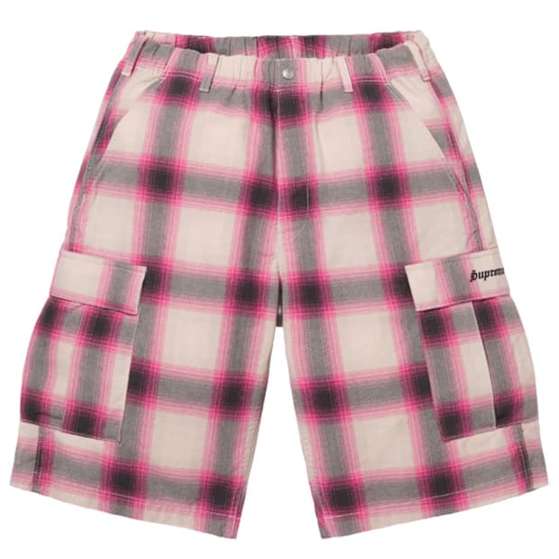 Supreme 25ss 슈프림 쉐도우 플레이드 카고 쇼츠 핑크 팬츠 M