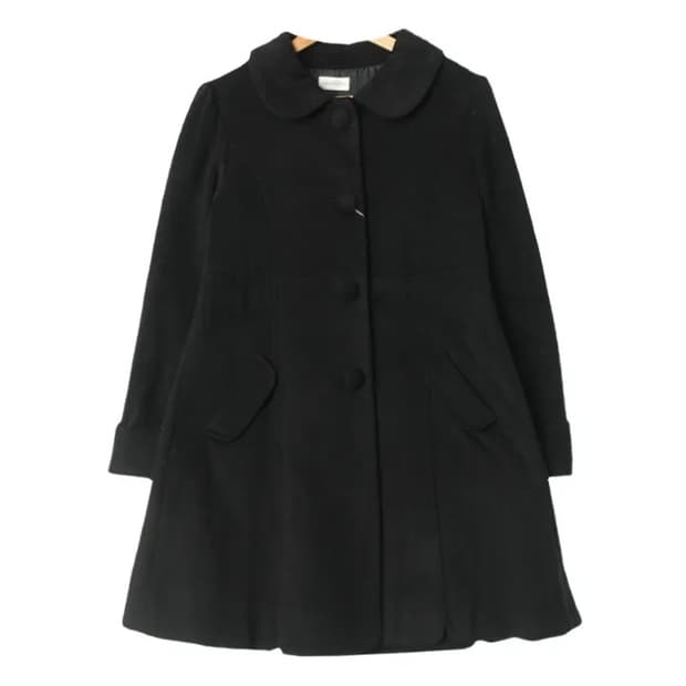 LODISPOTTO 로디스포토 블랙 백 리본 포인트 울 혼방 코트/ WO