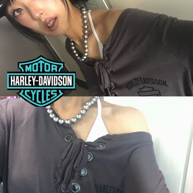 < Harley-Davidson Eyelet Detail Top >