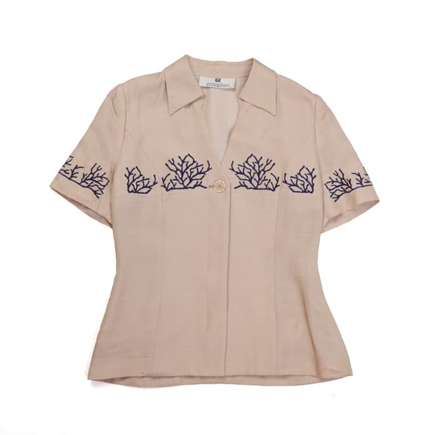 Givenchy Embroidered Linen Half Shirt