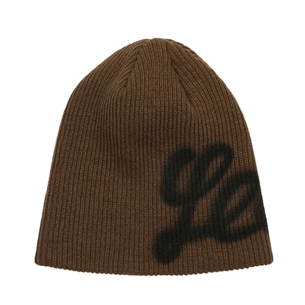 Yeel LOGO SPRAYED BEANIE BROWN
