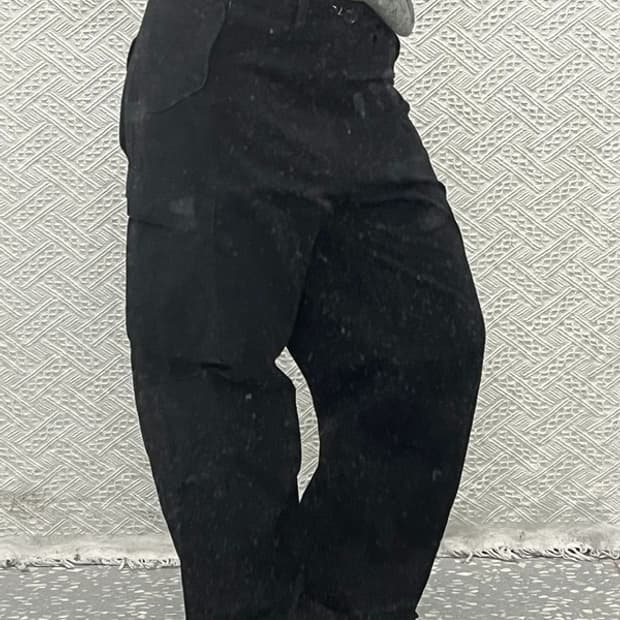 빈티지 올드스쿨 와이드 블랙 카고 팬츠 L C06424