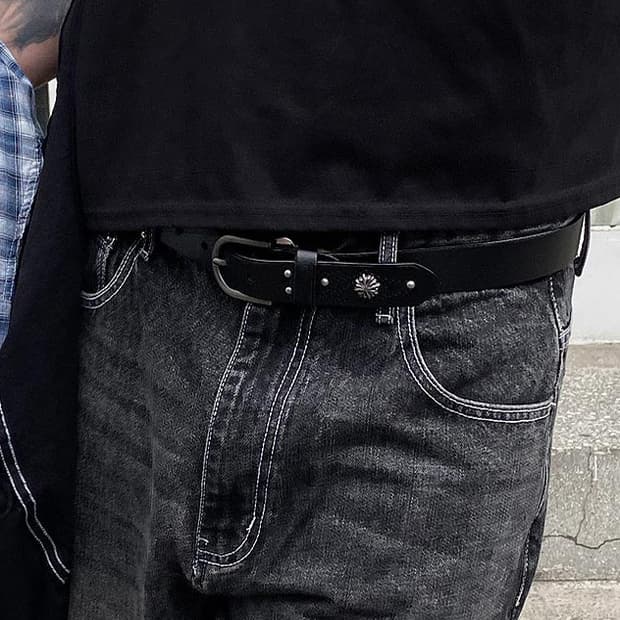 [Unisex]RL 스터드 소가죽 웨스턴 벨트