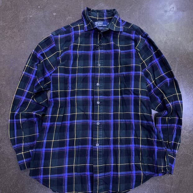 폴로 랄프로렌 타탄체크 리젠트 클래식핏 울 셔츠 남방 M