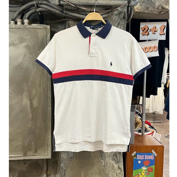 폴로 랄프로렌 배색 반팔 카라티 화이트 M #csz3898