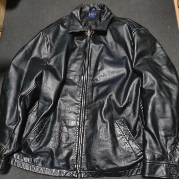 올드갭 블랙 레더 자켓 xl