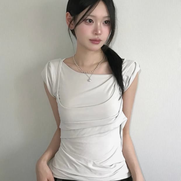 플레어업 레이어드 뷔스티에 반팔 클라우드 화이트