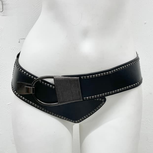 락시크 스터드 와이드 버클 벨트