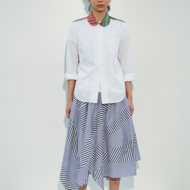 Stripe Patchwork Draped Skirt