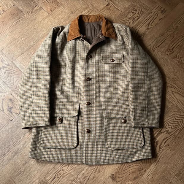 [M]USA 빈티지 베이지 하운드투스 체크 리버시블 자켓