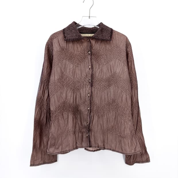 빈티지 주름 시어 블라우스