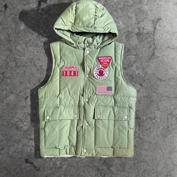 지프 덕다운 아메리칸 패치 패딩베스트