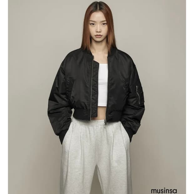Womens Crop MA-1 Bomber Jacket [Black]