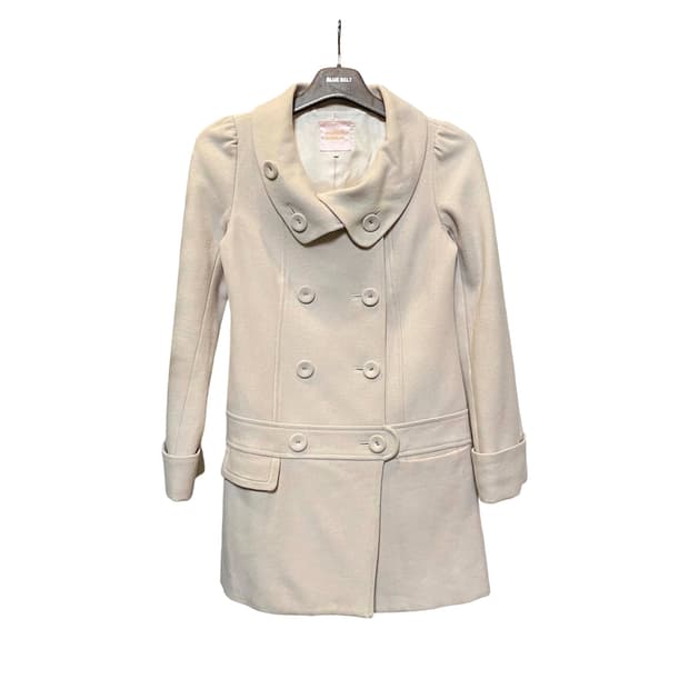 JPN VINTAGE 하프 코트 하이넥 더블 버튼 투포켓 디테일 아이보리