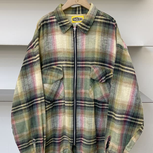 태그래그 90s 플란넬 체크 집 오버셔츠