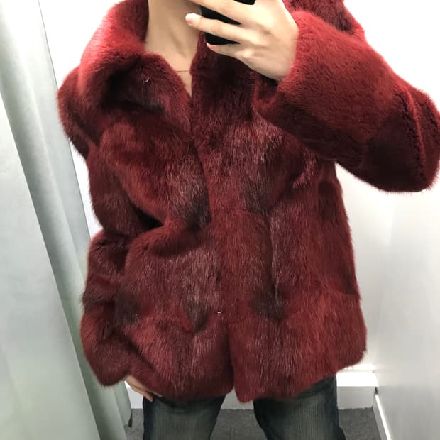 Sha scha 레드 폭스퍼 자켓 