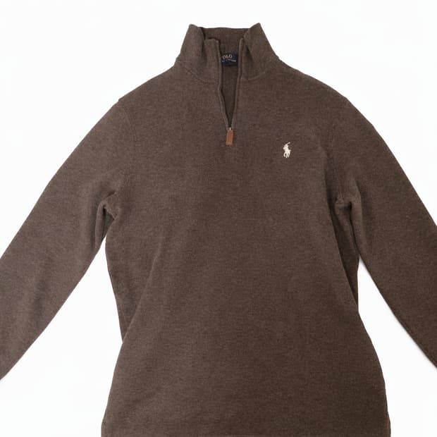 폴로 반집업 코튼 니트 브라운 색
