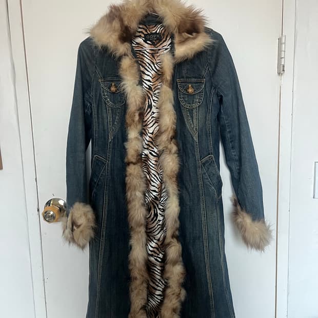 Ggpx  maxi denim fur jacket 데님 퍼자켓